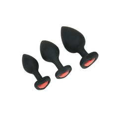 WhipSmart Heartbreaker 3PC Silicone Crystal Heart Anal Training Butt Plug Set