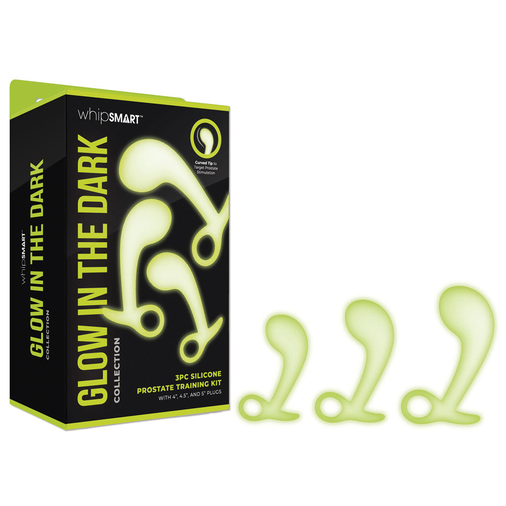 WhipSmart Glow In The Dark 3pc Prostate Butt Plug Training Kit