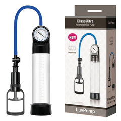 LuvPump ClassiXtra Advanced Power Penis Pump with Pressure Gauge - Clear