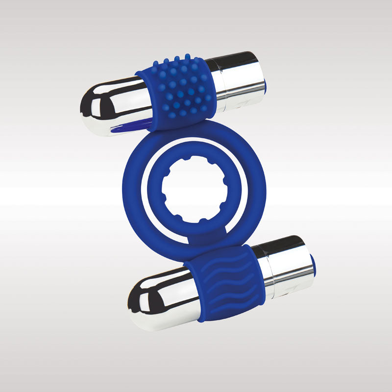Zolo Rechargeable Duo Vibrating Cock Ring - Blue