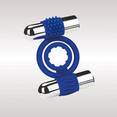 Zolo Rechargeable Duo Vibrating Cock Ring - Blue