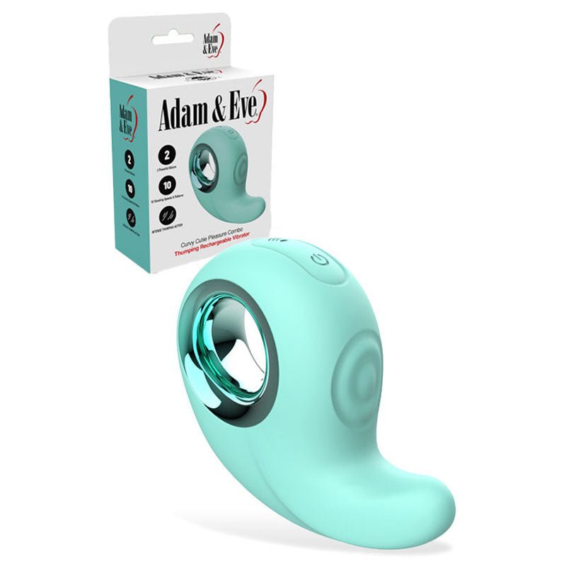 Adam & Eve CURVY CUTIE PLEASURE COMBO - Teal USB Rechargeable Tapping Stimulator - STIMULATORS - Mr and Mrs D's