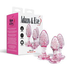 Adam & Eve Glitter Gem 3 - Piece Butt Plug Set - Pink - Mr and Mrs D's