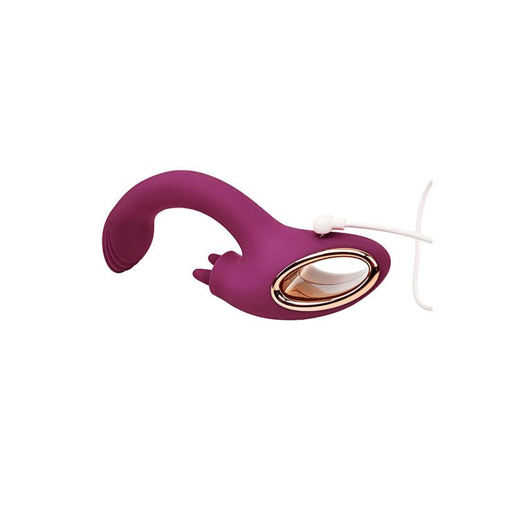 Adam & Eve ROSE GOLD CLIT TICKLER Rabbit Vibrator - Red 22 cm USB Rechargeable - VIBRATORS - Mr and Mrs D's