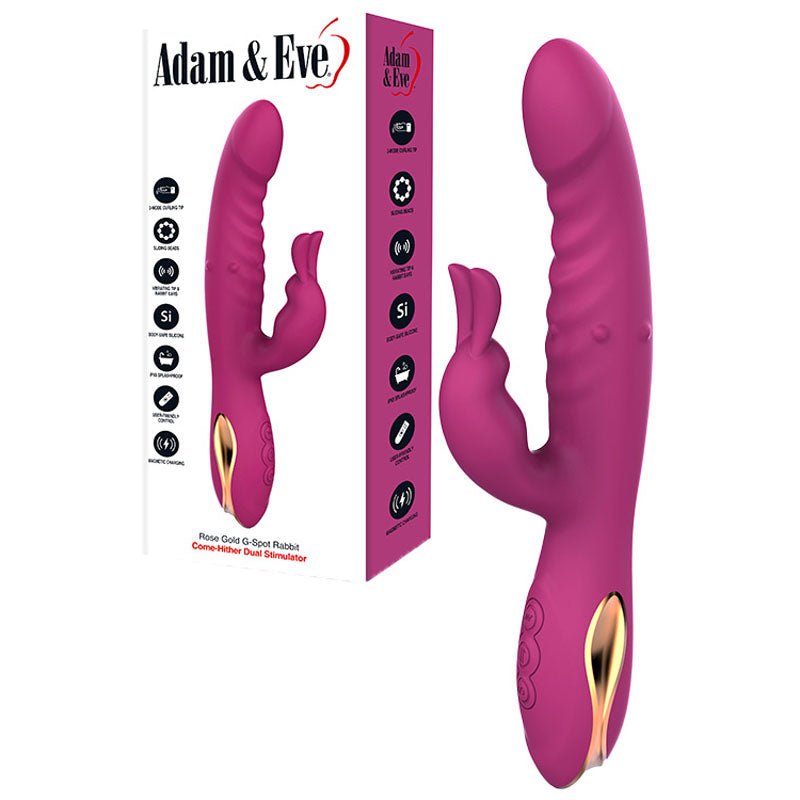 Adam & Eve ROSE GOLD G - SPOT RABBIT VIBRATOR with Flicking Tip - Purple - VIBRATORS - Mr and Mrs D's