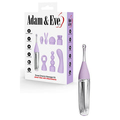 Adam & Eve SWEET DREAMS MASSAGER KIT - Lavender USB Rechargeable Point Stimulator with 8 Interchangeable Tips - Mr and Mrs D's
