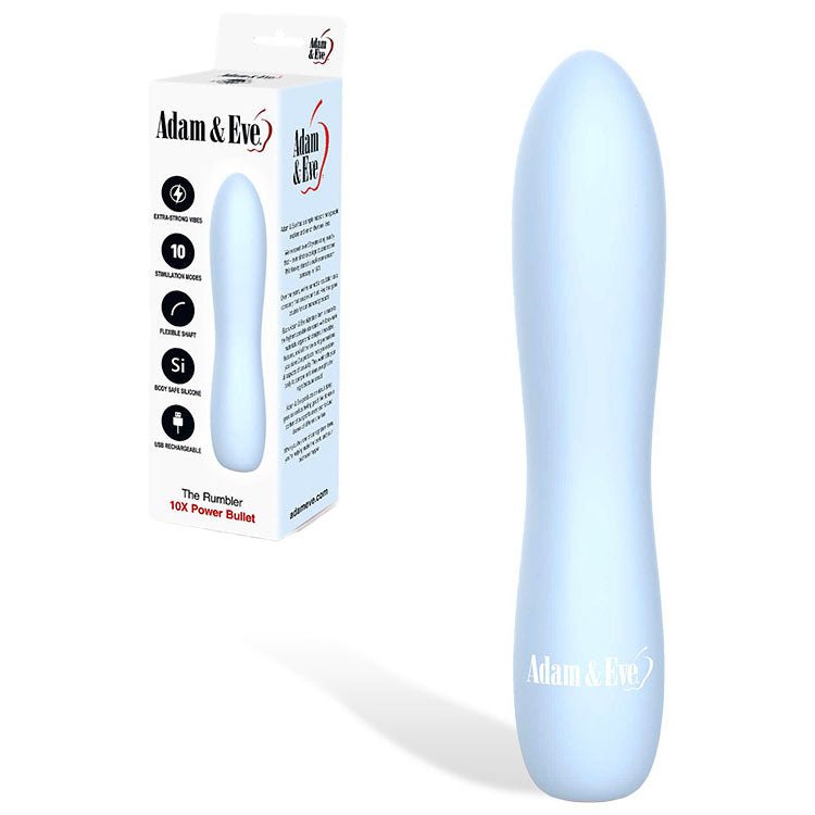 Adam & Eve THE RUMBLER - Light Blue USB Rechargeable Extra Strong Bullet - BULLETS & EGGS - Mr and Mrs D's