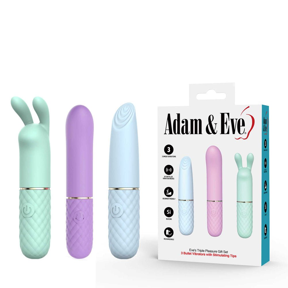 Adam & Eve TRIPLE PLEASURES VIBRATORS - Coloured - Set of 3 - VIBRATORS - Mr and Mrs D's