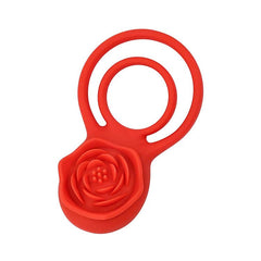 Adam & Eve VIBRATING ROSE DOUBLE ENHANCER - Red USB Rechargeable Cock & Balls Ring with Remote - COCK RINGS - Mr and Mrs D's