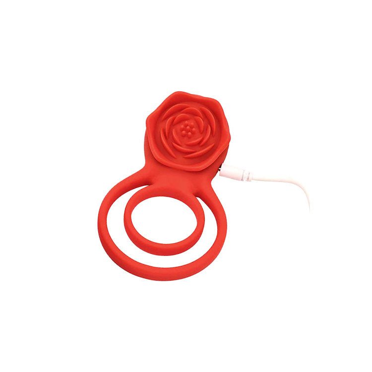 Adam & Eve VIBRATING ROSE DOUBLE ENHANCER - Red USB Rechargeable Cock & Balls Ring with Remote - COCK RINGS - Mr and Mrs D's