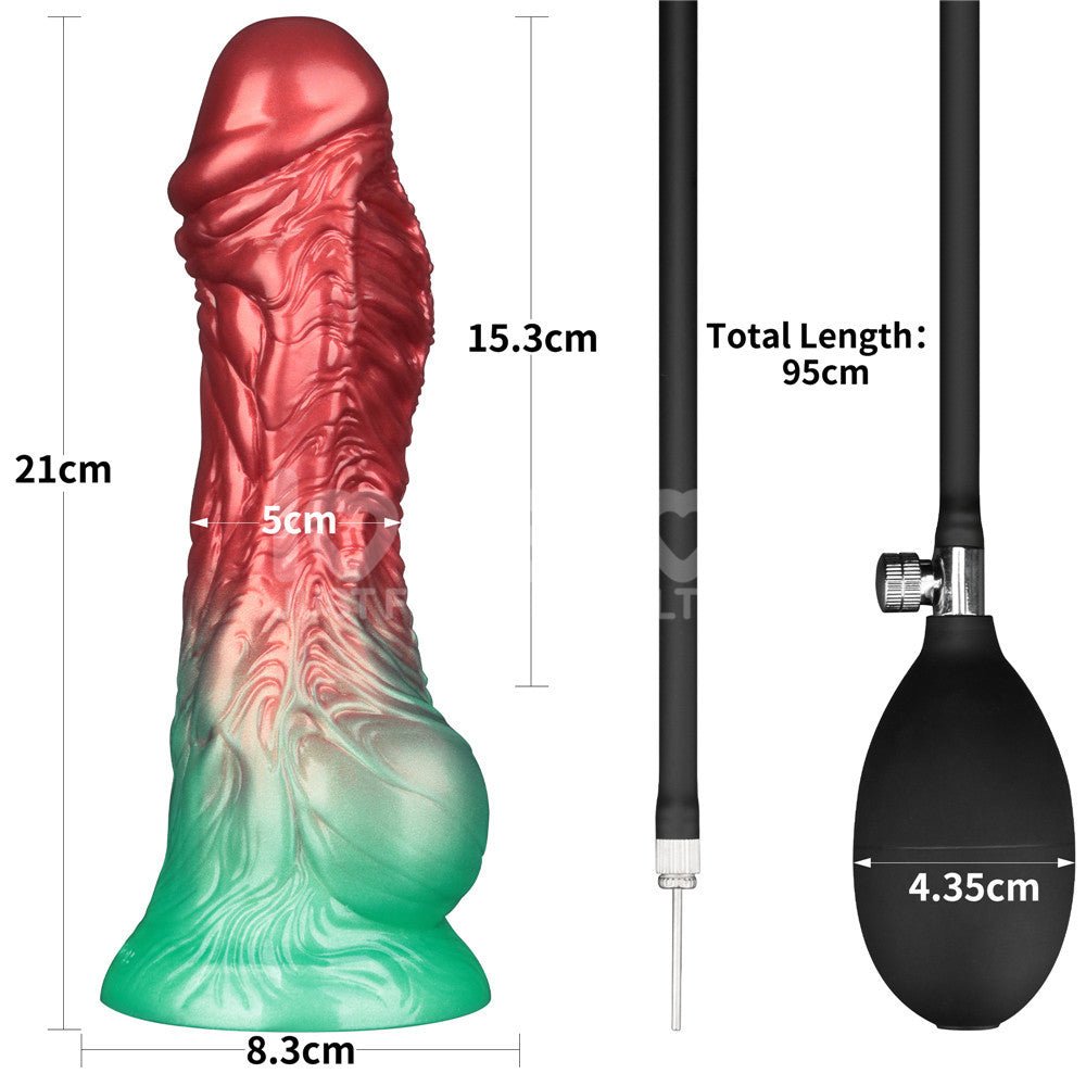Aerosx 8 Inch Dual Density Inflatable Fantasy Dildo - Red/Green 28 cm - DONGS - Mr and Mrs D's