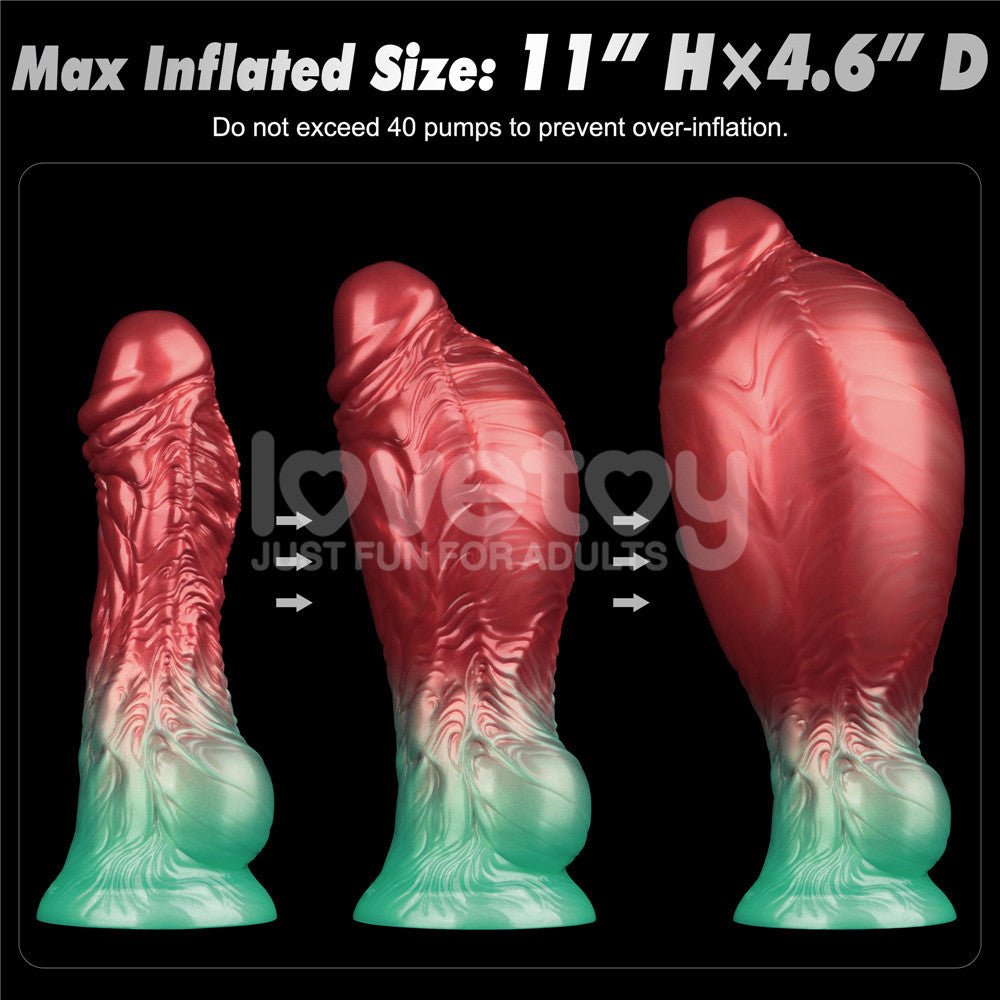 Aerosx 8 Inch Dual Density Inflatable Fantasy Dildo - Red/Green 28 cm - DONGS - Mr and Mrs D's