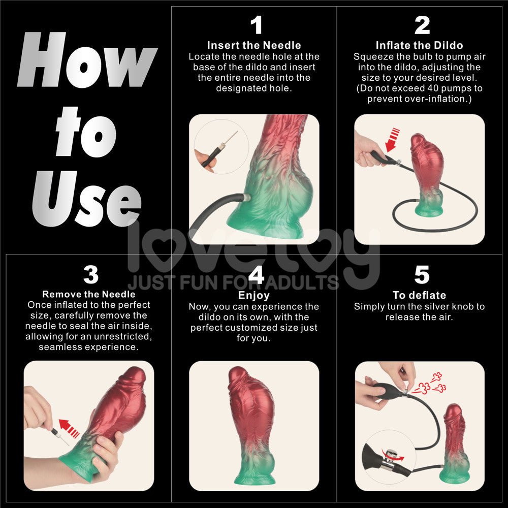 Aerosx 8 Inch Dual Density Inflatable Fantasy Dildo - Red/Green 28 cm - DONGS - Mr and Mrs D's