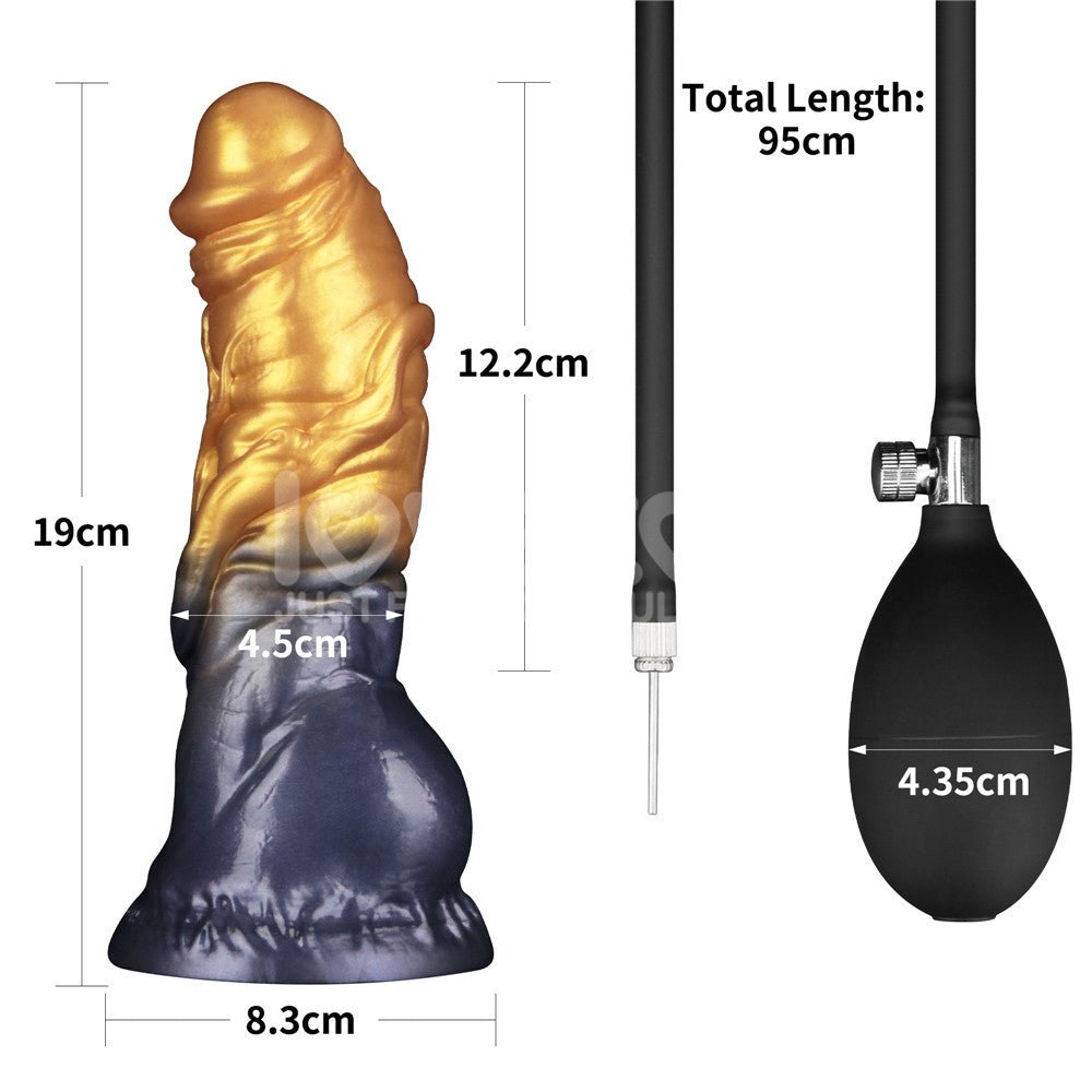 Aerosx Dual Density Inflatable Fantasy Dildo - Gold/Blue 24 cm/7.5 Inch - DONGS - Mr and Mrs D's