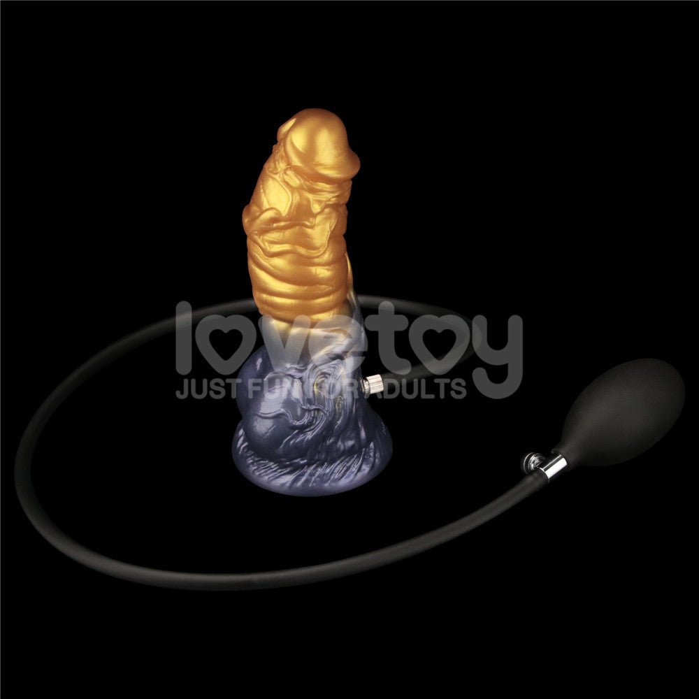 Aerosx Dual Density Inflatable Fantasy Dildo - Gold/Blue 24 cm/7.5 Inch - DONGS - Mr and Mrs D's