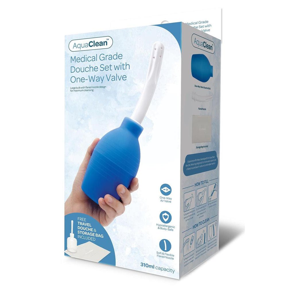 AquaClean Medical Grade Douche Set with 1 - Way Valve - 310 ml Capacity with Free Travel Douche Included - HEALTH CARE - Mr and Mrs D's