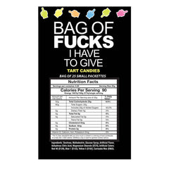 Bag Of Fucks I Have To Give - Bag of 25 - Fruit Flavoured Lollies - Bag of 25 Mini Packs - Mr and Mrs D's