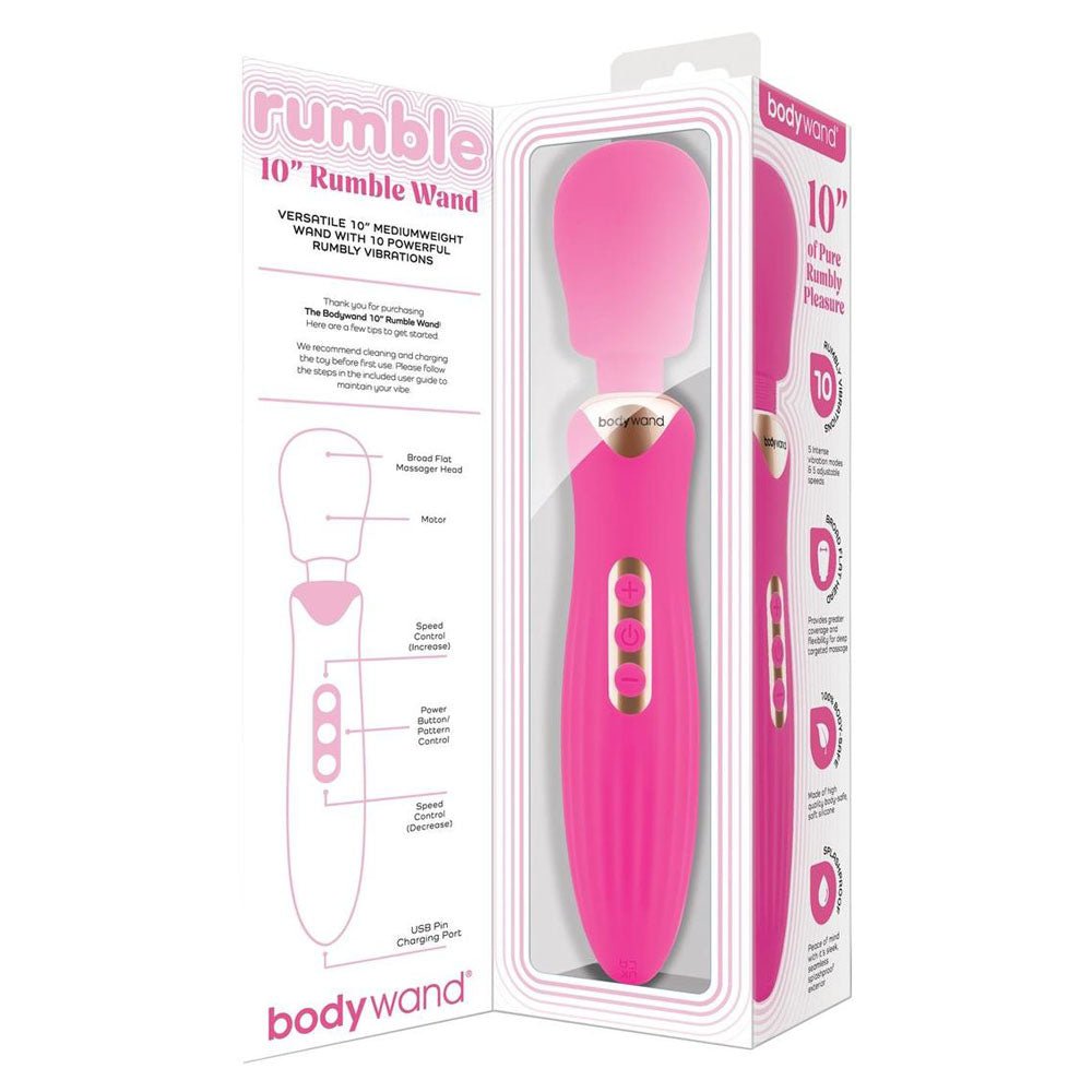 Bodywand RUMBLE WAND 10 Inch - Hot Pink 24 cm USB Rechargeable Massage Wand - VIBRATORS - Mr and Mrs D's
