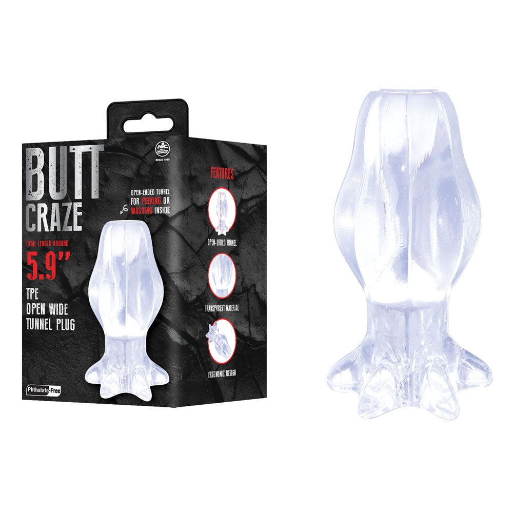 Butt Craze - Clear 16 cm Gaping Butt Plug - ANAL TOYS - Mr and Mrs D's