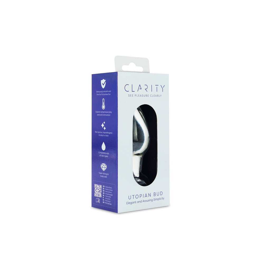 Clarity - Utopian Bud - Clear 8.9 cm Glass Butt Plug - GLASS TOYS - Mr and Mrs D's