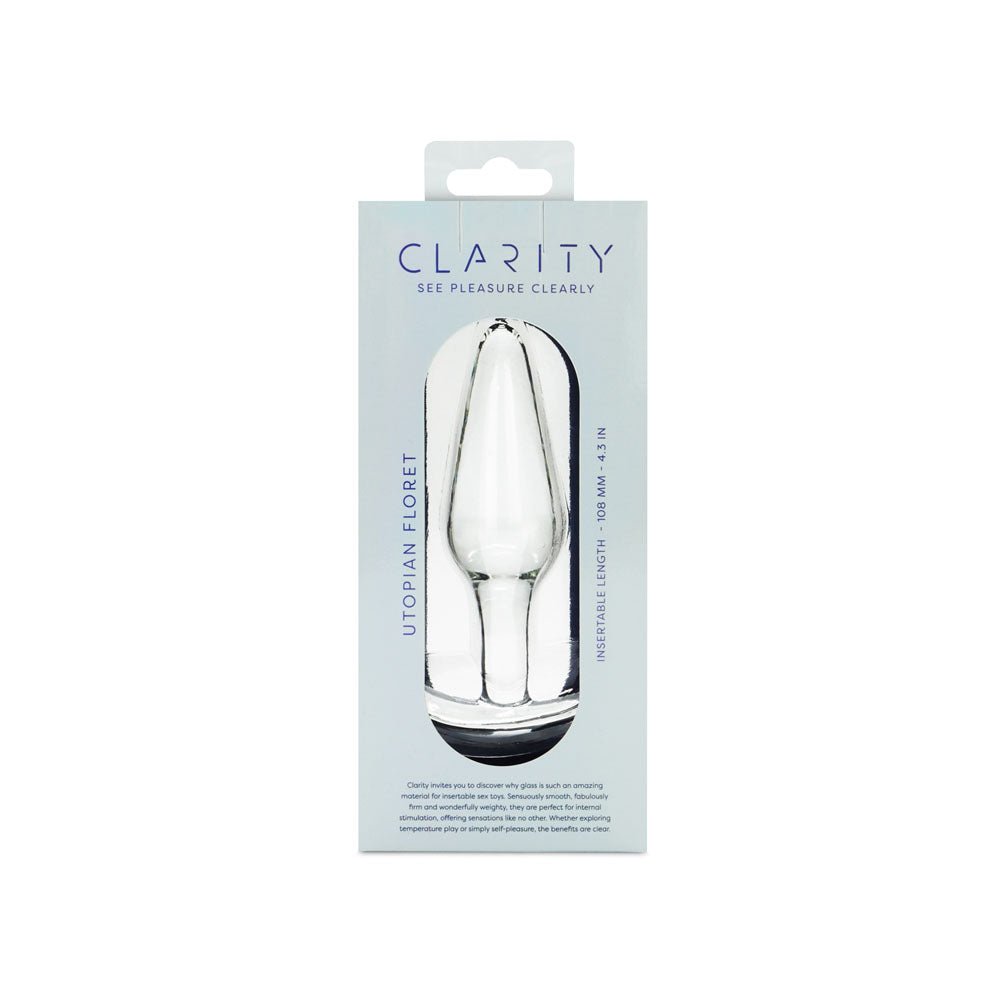 Clarity - Utopian Floret - Clear 11 cm Glass Butt Plug - GLASS TOYS - Mr and Mrs D's