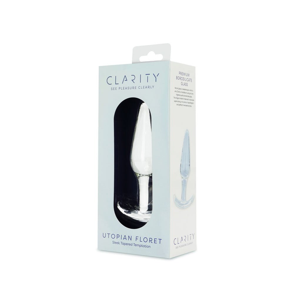 Clarity - Utopian Floret - Clear 11 cm Glass Butt Plug - GLASS TOYS - Mr and Mrs D's
