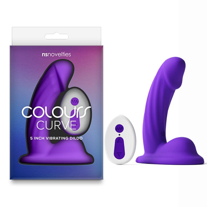 Colours Curve - Vibrating 5'' Dildo - Purple - Purple 12.6 cm USB Rechargeable Vibrating Dildo with Wireless Remote - DONGS - Mr and Mrs D's
