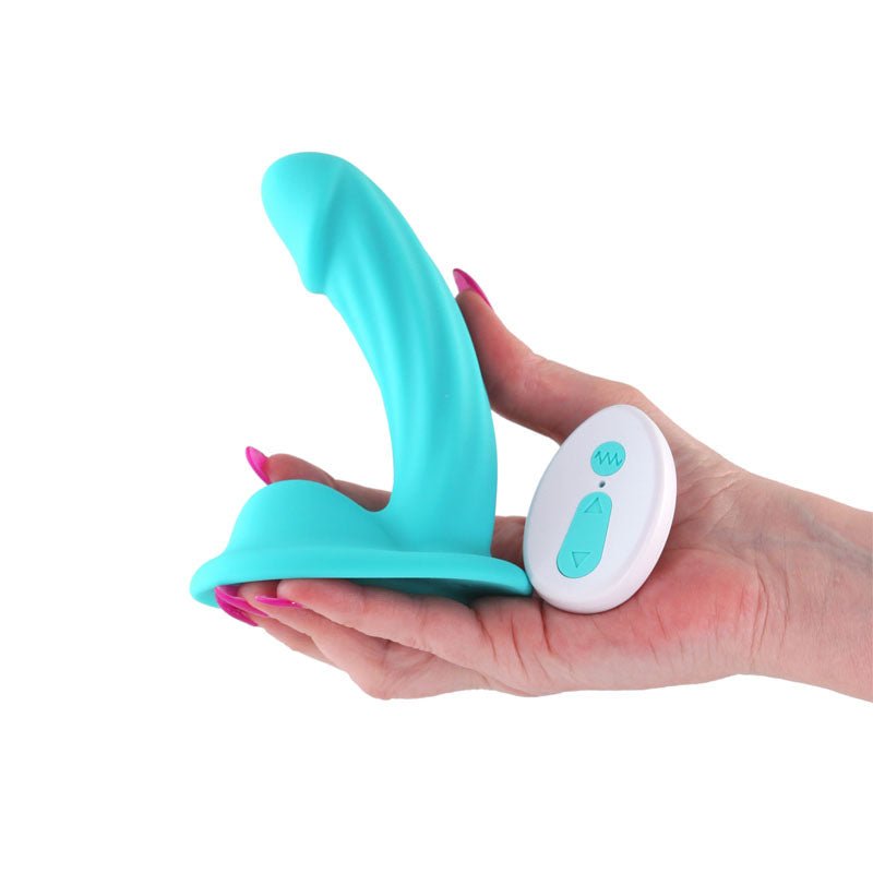 Colours Curve - Vibrating 5'' Dildo - Teal - Teal 12.6 cm USB Rechargeable Vibrating Dildo with Wireless Remote - DONGS - Mr and Mrs D's