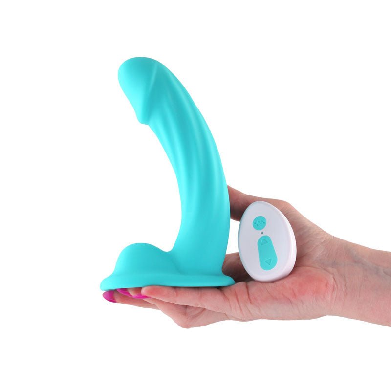 Colours Curve - Vibrating 6'' Dildo - Teal - Teal 16.4 cm USB Rechargeable Vibrating Dildo with Wireless Remote - DONGS - Mr and Mrs D's