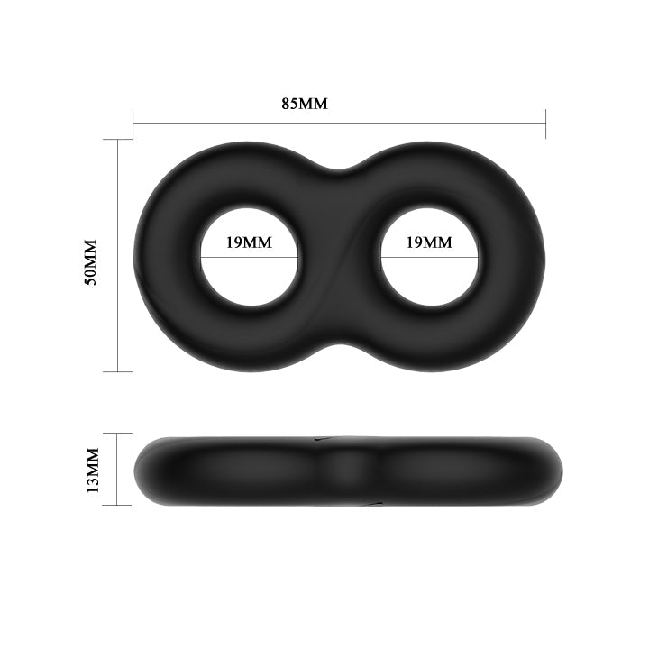 CRAZY BULL Double Donut Cock & Ball Ring - Black Cock & Ball Ring - Mr and Mrs D's