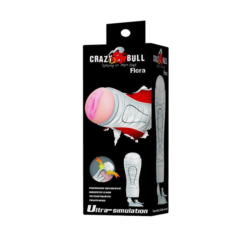 CRAZY BULL Flora Stroker - Flesh Squeezable Vagina Stroker with Suction Base - Mr and Mrs D's