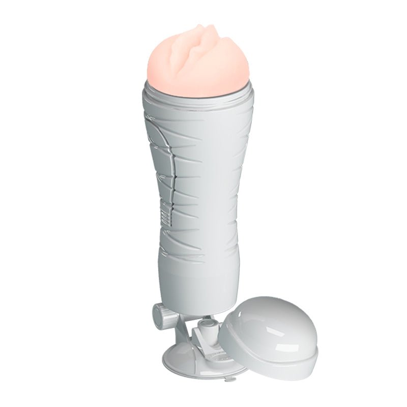 CRAZY BULL FLORA Vibrating Stroker - Flesh USB Rechargeable Vibrating Squeezeable Vagina Stroker with Suction Base - Mr and Mrs D's