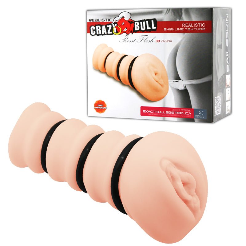 CRAZY BULL ROSSI Vagina Stroker - Flesh Vagina Stroker with Tightening Rings - Mr and Mrs D's