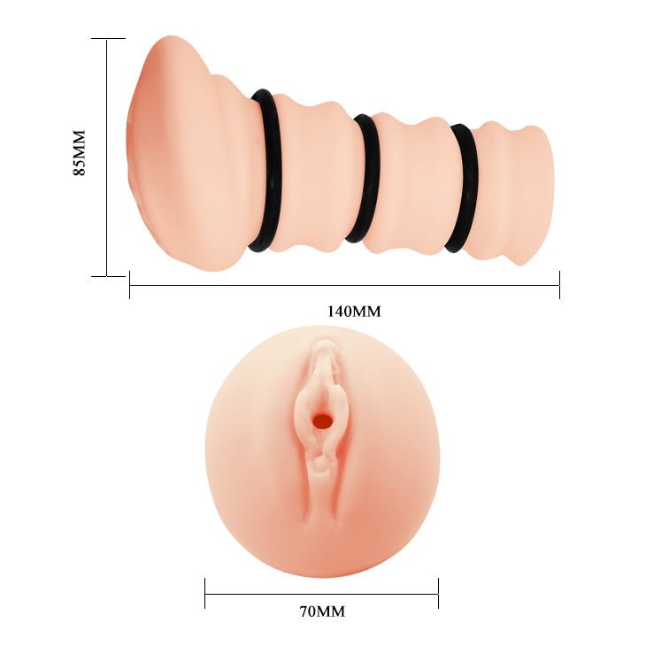 CRAZY BULL ROSSI Vagina Stroker - Flesh Vagina Stroker with Tightening Rings - Mr and Mrs D's