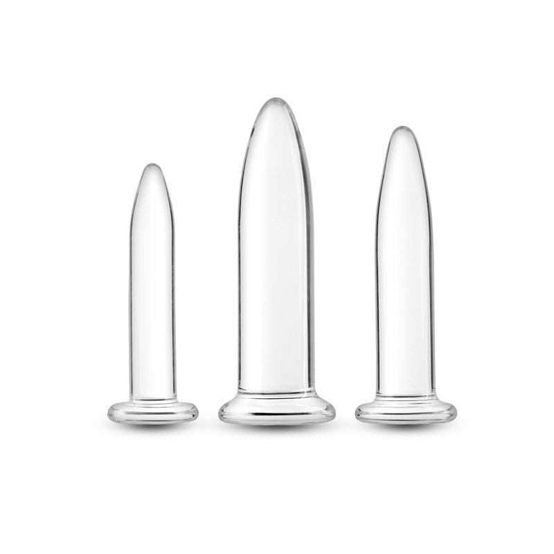 Crystal - 3pc Trainer Kit - Clear - Clear Glass Anal Plugs - Set of 3 Sizes - GLASS TOYS - Mr and Mrs D's
