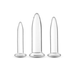 Crystal - 3pc Trainer Kit - Clear - Clear Glass Anal Plugs - Set of 3 Sizes - GLASS TOYS - Mr and Mrs D's