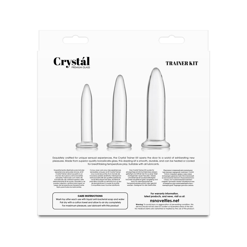 Crystal - 3pc Trainer Kit - Clear - Clear Glass Anal Plugs - Set of 3 Sizes - GLASS TOYS - Mr and Mrs D's