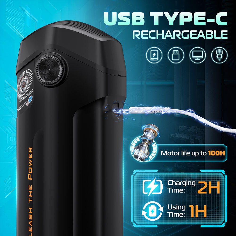 CyberSkin B - Titan - Black USB Rechargeable Thrusting & Vibrating Auto Masturbator with Heater - Mr and Mrs D's