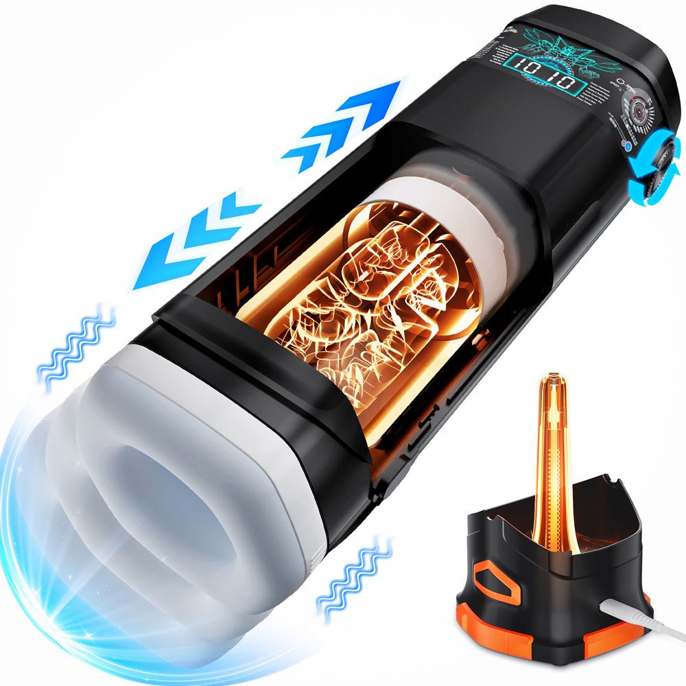 CyberSkin B - Titan - Black USB Rechargeable Thrusting & Vibrating Auto Masturbator with Heater - Mr and Mrs D's