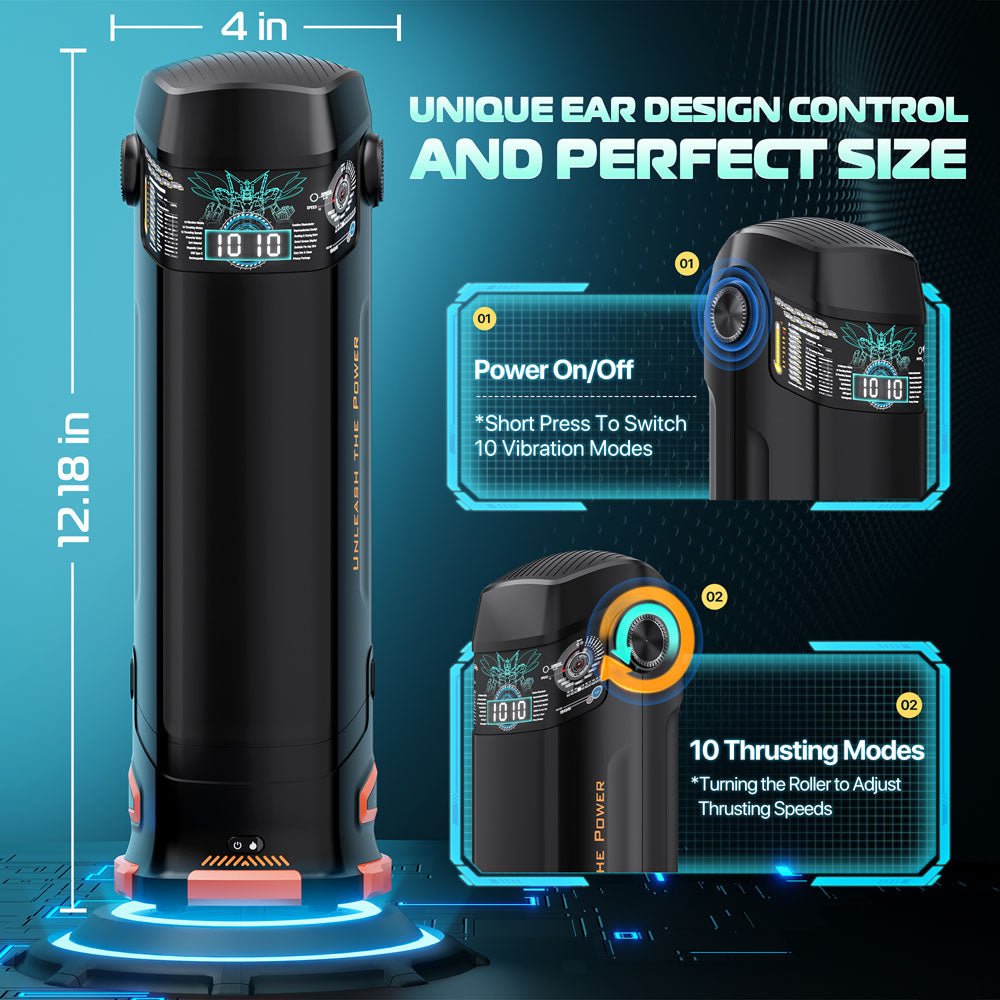 CyberSkin B - Titan - Black USB Rechargeable Thrusting & Vibrating Auto Masturbator with Heater - Mr and Mrs D's