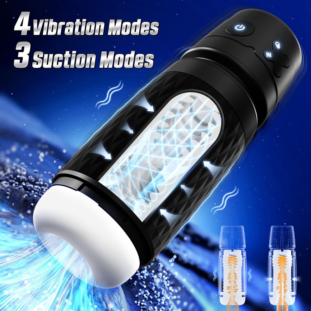 CyberSkin B - Warrior - Black USB Rechargeable Sucking & Vibrating Auto Masturbator - MASTURBATORS - Mr and Mrs D's