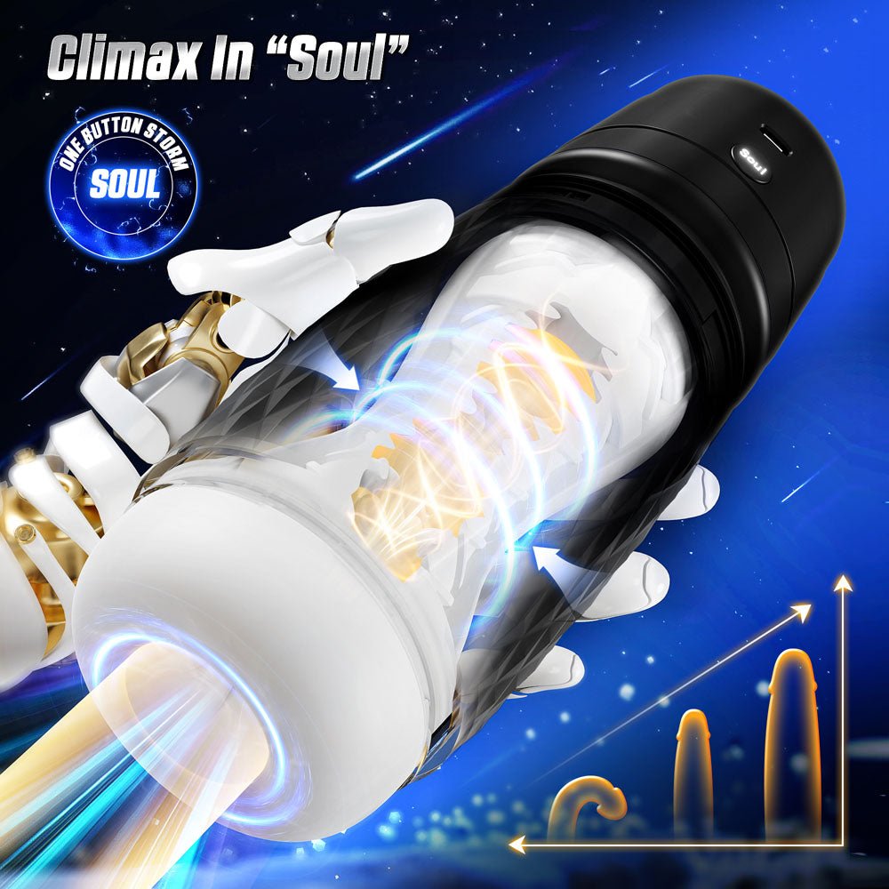 CyberSkin B - Warrior - Black USB Rechargeable Sucking & Vibrating Auto Masturbator - MASTURBATORS - Mr and Mrs D's
