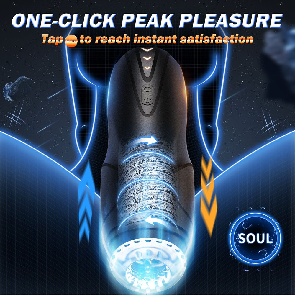 CyberSkin Galaxy Voy - USB Rechargeable Thrusting & Rotating Auto Masturbator with Heater - Mr and Mrs D's