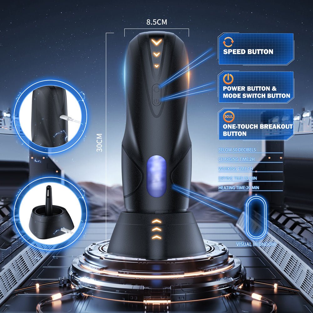 CyberSkin Galaxy Voy - USB Rechargeable Thrusting & Rotating Auto Masturbator with Heater - Mr and Mrs D's