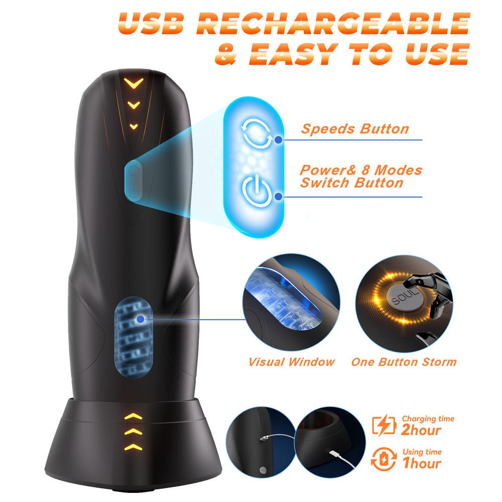 CyberSkin Galaxy Voy - USB Rechargeable Thrusting & Rotating Auto Masturbator with Heater - Mr and Mrs D's