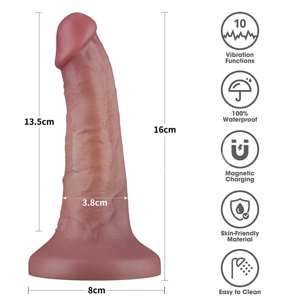 Dual Density Power Cock Vibrating Dong - 6 Inch Flesh 16 cm USB Rechargeable - DONGS - Mr and Mrs D's