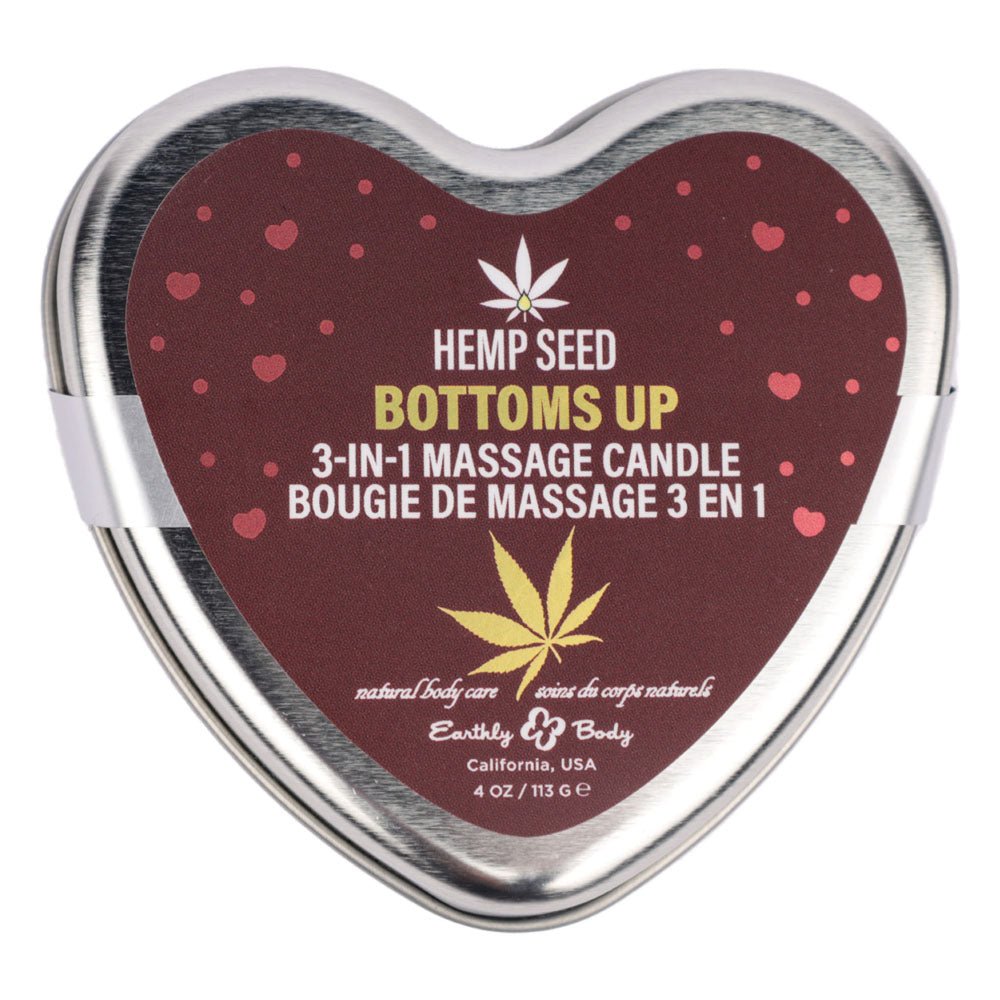 EB Hemp Seed 3 in 1 Massage Heart Candle - Bottom's Up - Bottoms Up (Wild Blueberries, Dewy Meadow - grass, Sweet Wildflowers) - 113 g - CANDLES - Mr and Mrs D's