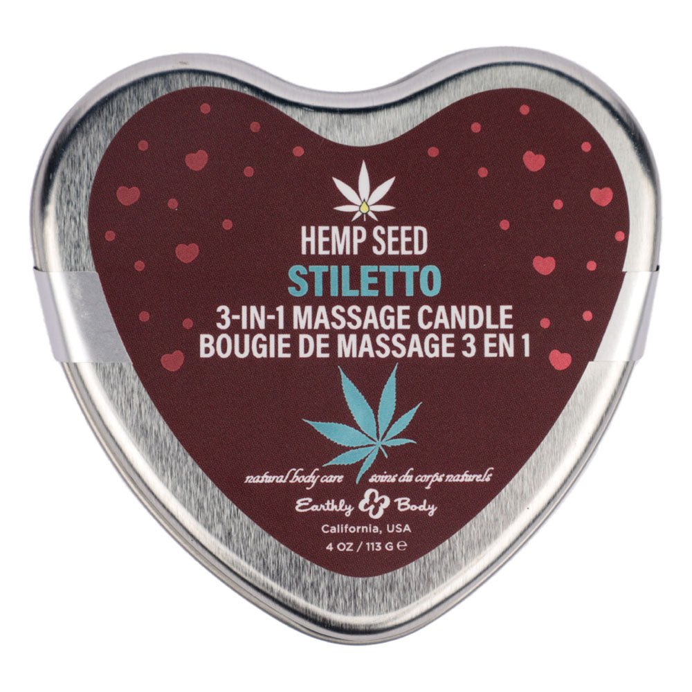 EB Hemp Seed 3 in 1 Massage Heart Candle - Stiletto - Stiletto (Flowering Sage, Wildflower Honey, Creamy Sandalwood) - 113 g - CANDLES - Mr and Mrs D's