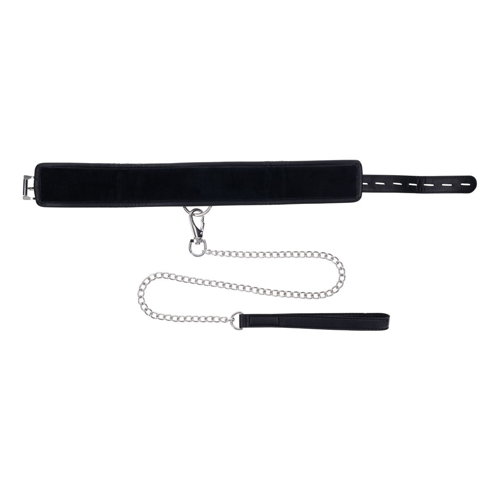 EDGE Collar & Leash - Neck Restraint with Heavy Duty Metal Leash - Black - BONDAGE - TOYS - Mr and Mrs D's