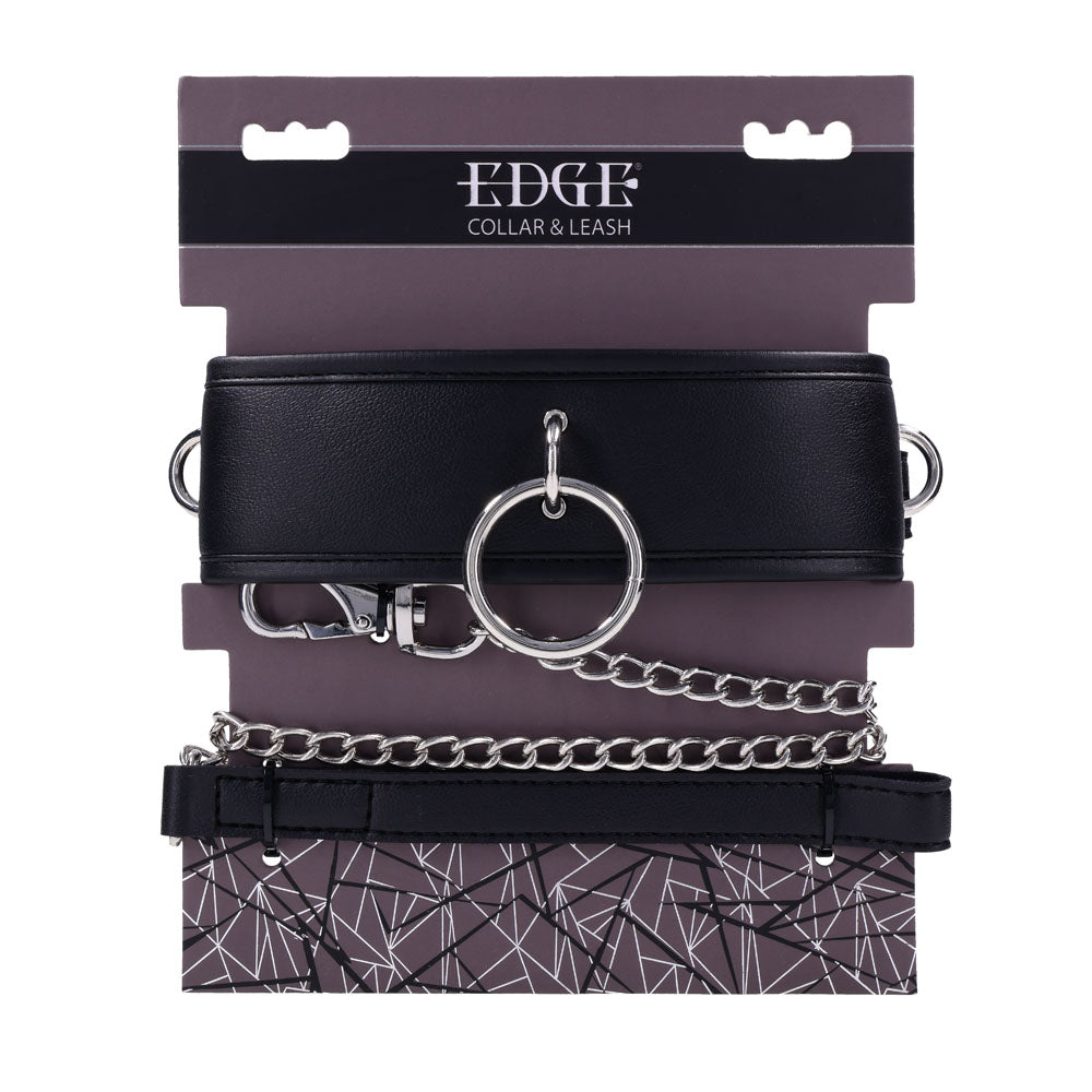 EDGE Collar & Leash - Neck Restraint with Heavy Duty Metal Leash - Black - BONDAGE - TOYS - Mr and Mrs D's